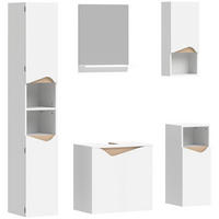BADEZIMMERMÖBEL-SET Acryl Spanplatte Weiß Naturholz - Weiß, Holzwerkstoff (30/180.5/34.6cm) - HOMCOM