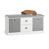 SCHUHBANK Grau - Weiß, Holzwerkstoff (100/50/35cm) - SoBuy