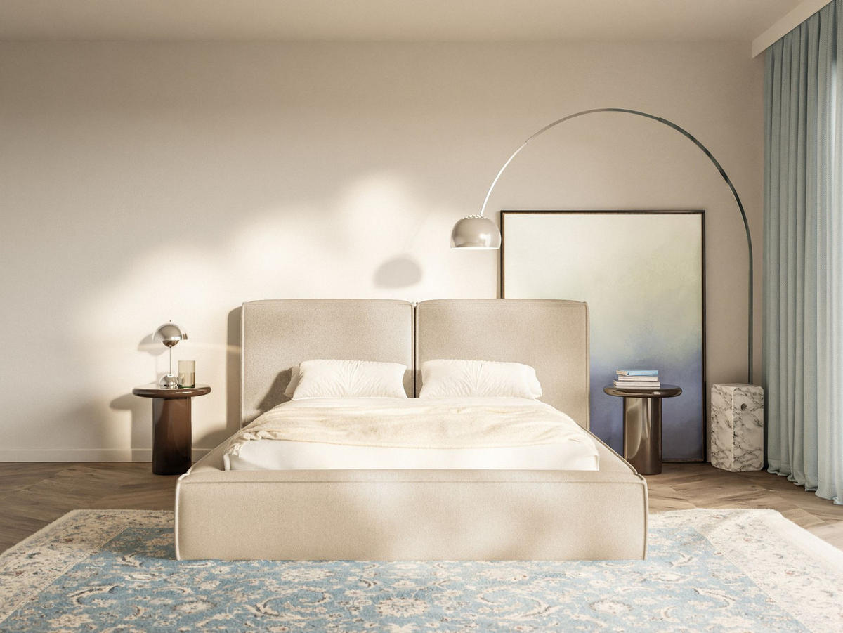 POLSTERBETT Tilves Hellbeige 140x200 cm - Ecru/Schwarz, Kunststoff/Textil (140/200cm) - Selsey