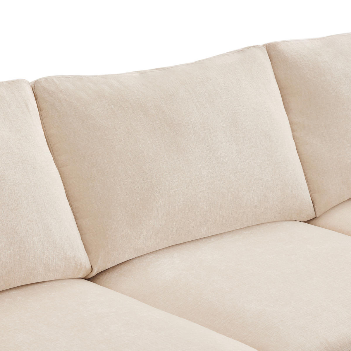 SOFA modular 278 x 161 cm Chenille Beige 3-tlg. mit 2 Hockern und 6 Kissen - Beige, Textil (161/81/278cm) - Meubliv