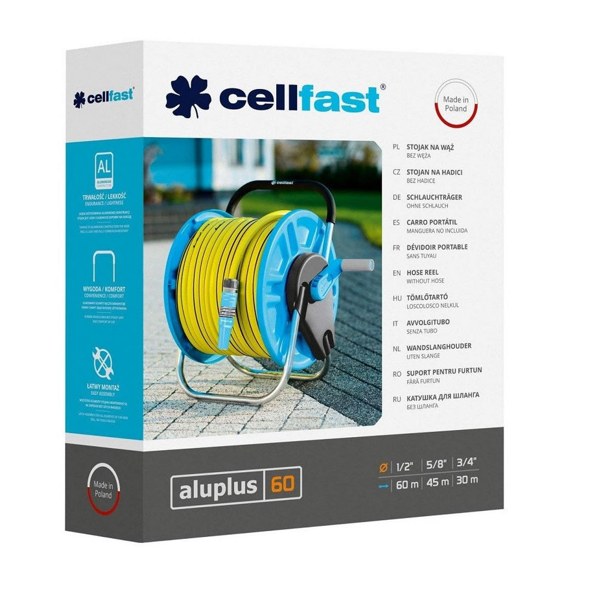 GARTENSCHLAUCHSTÄNDER ALUPLUS 1/2" 60 m - Transparent, Kunststoff (60cm) - Cellfast