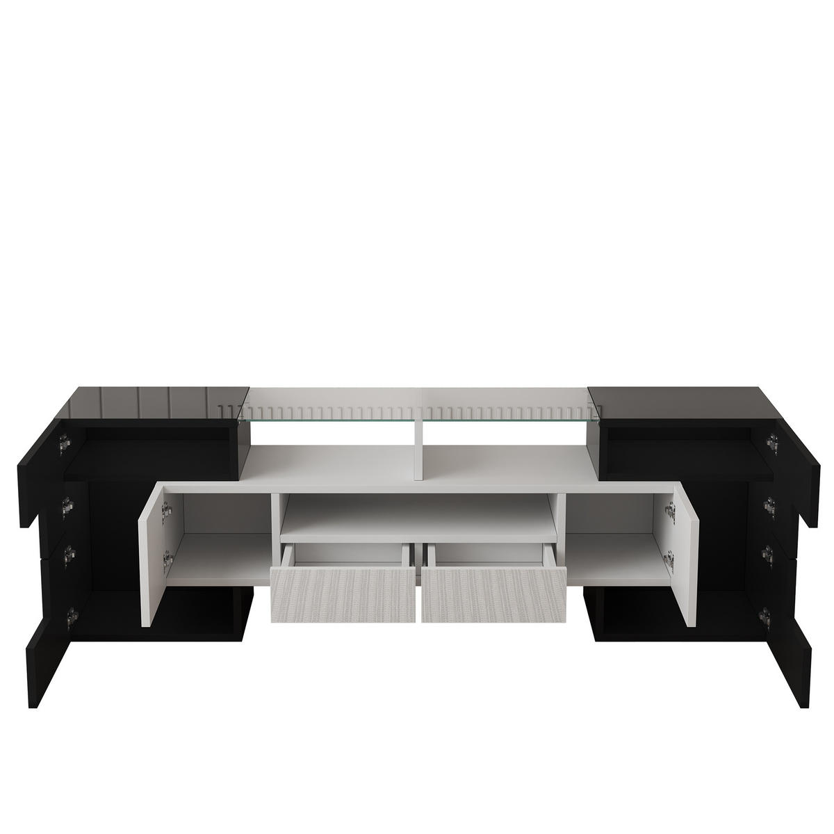 TV-LOWBOARD Glass Weiß-Betonfarben 145/30/51 cm - Weiß, Holzwerkstoff (145/51/30cm) - PANGIVO