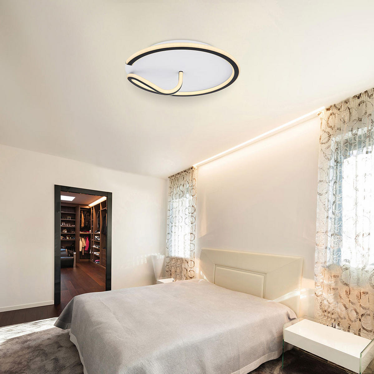 LED DECKENLEUCHTE Metall Schwarz Opal - Schwarz, Metall (51/51/15cm) - Globo Lighting