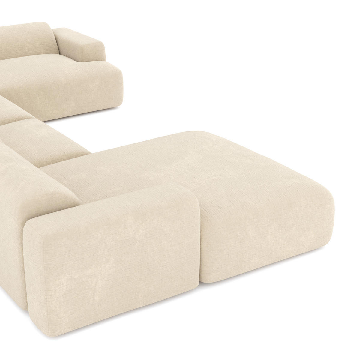 WOHNLANDSCHAFT Texturierter Samt Creme 354cm - Creme, Textil (354/73/164cm) - Sia Home
