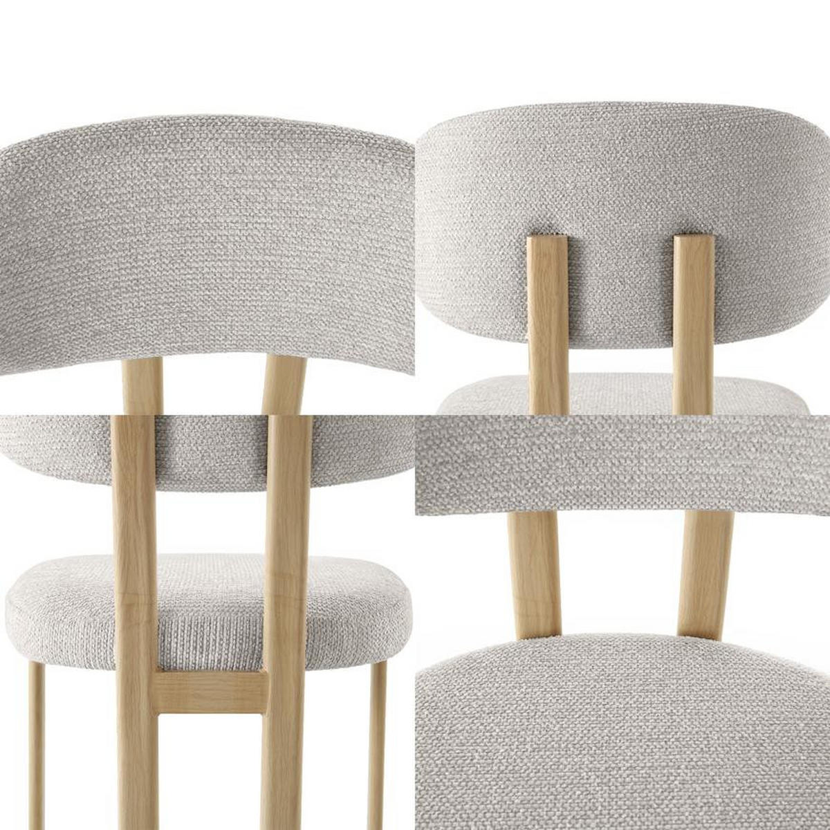 STÜHLE 4er-Set gepolstert skandinavisch mit beigefarbenem Chenille-Bezug und Beinen aus Metall in Eichenoptik – MIA - Beige/Schwarz, Textil/Metall (46.5/82/47.5cm) - Sicaan