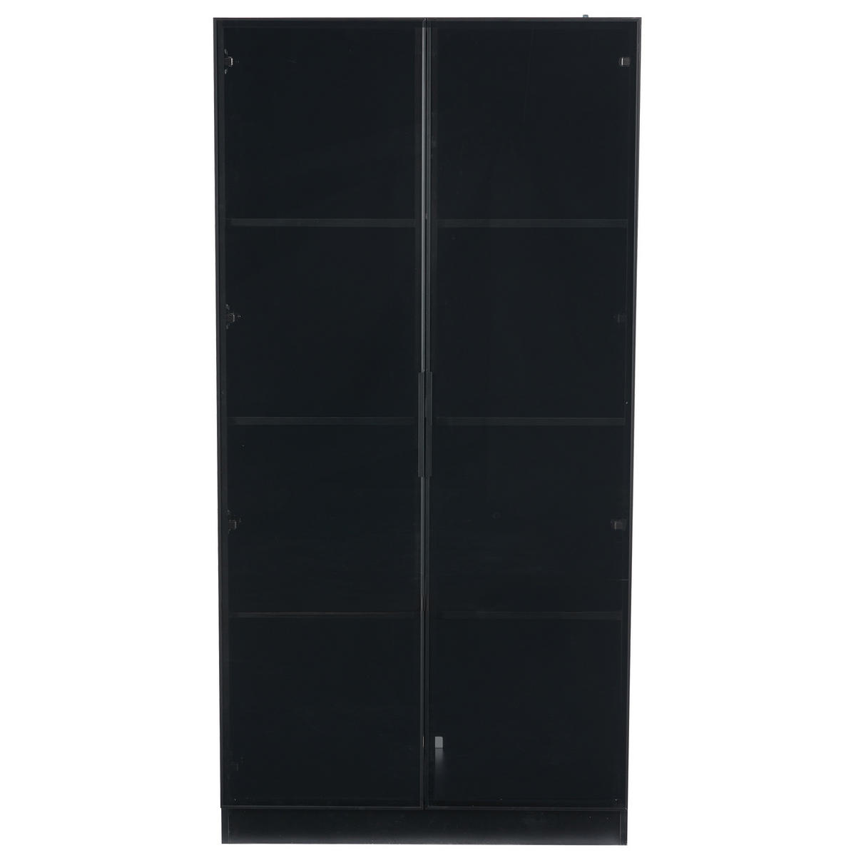 VITRINE aus Spanplatte mit Glastüren und App-LED, 80/40/160 cm, schwarz - Schwarz, Holzwerkstoff (40/160/80cm) - Redom