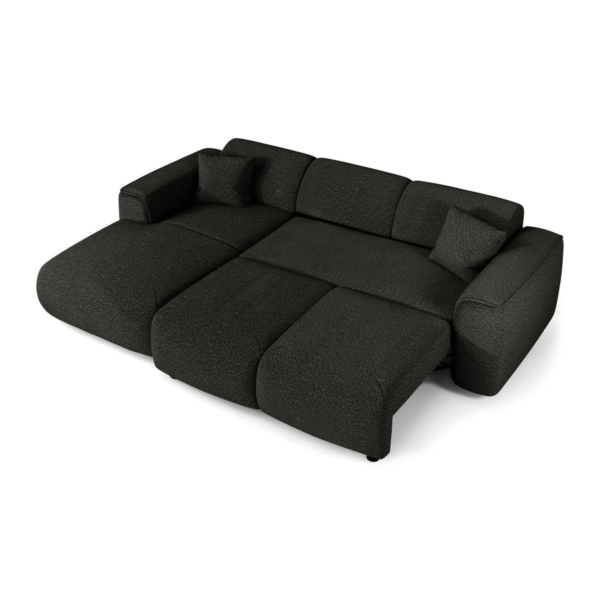ECKSCHLAFSOFA Bouclé-Stoff Schwarz 283cm - Schwarz, Textil (283/180cm) - Sia Home