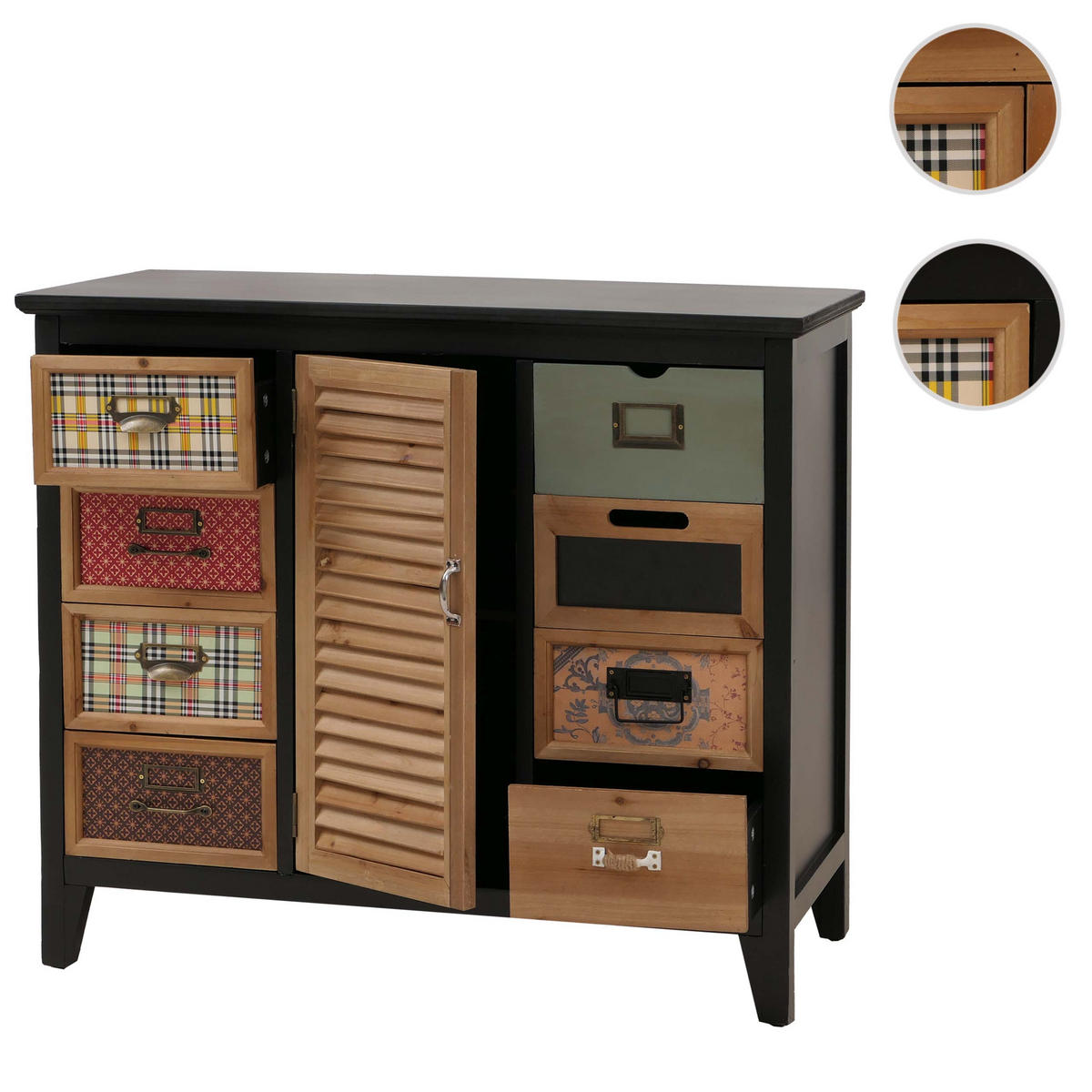 APOTHEKERKOMMODE Černá - černá, dřevo (91/80/40cm) - MCW