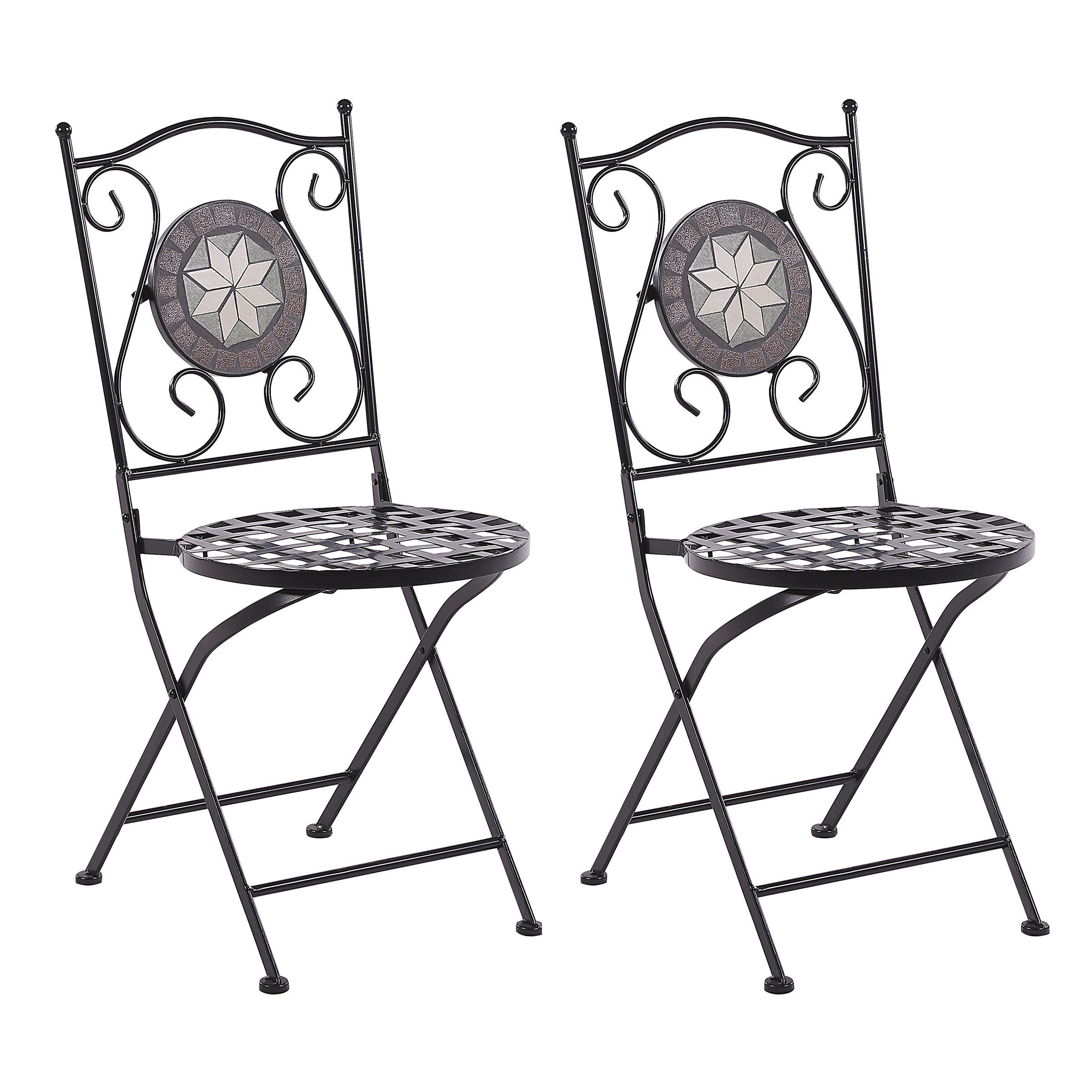 GARTENSTUHL 2er-Set Eisen schwarz Cariati - Schwarz, Metall (38/89/45cm) - Beliani
