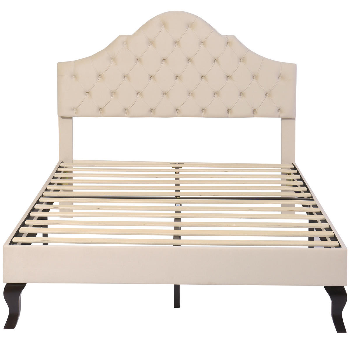 POLSTERBETT mit verstellbarem Kopfteil 140x190 cm Samt Off-White - Beige, Holzwerkstoff (140/190cm) - Beauniv