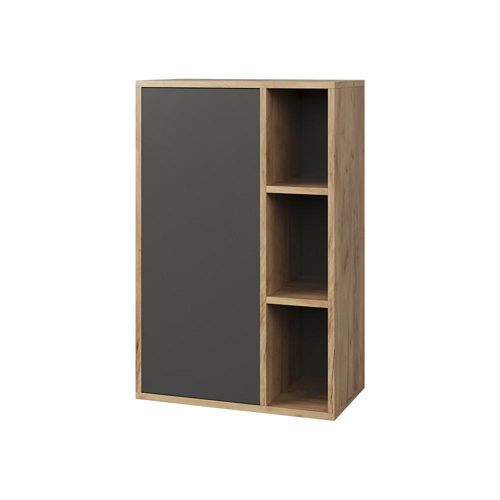 STĚNOVÁ POLICE Berno Zlatý dub power/antracit - medově dubová/antracitová, kompozitní dřevo (50.1/78.4/28.3cm) - Vicco