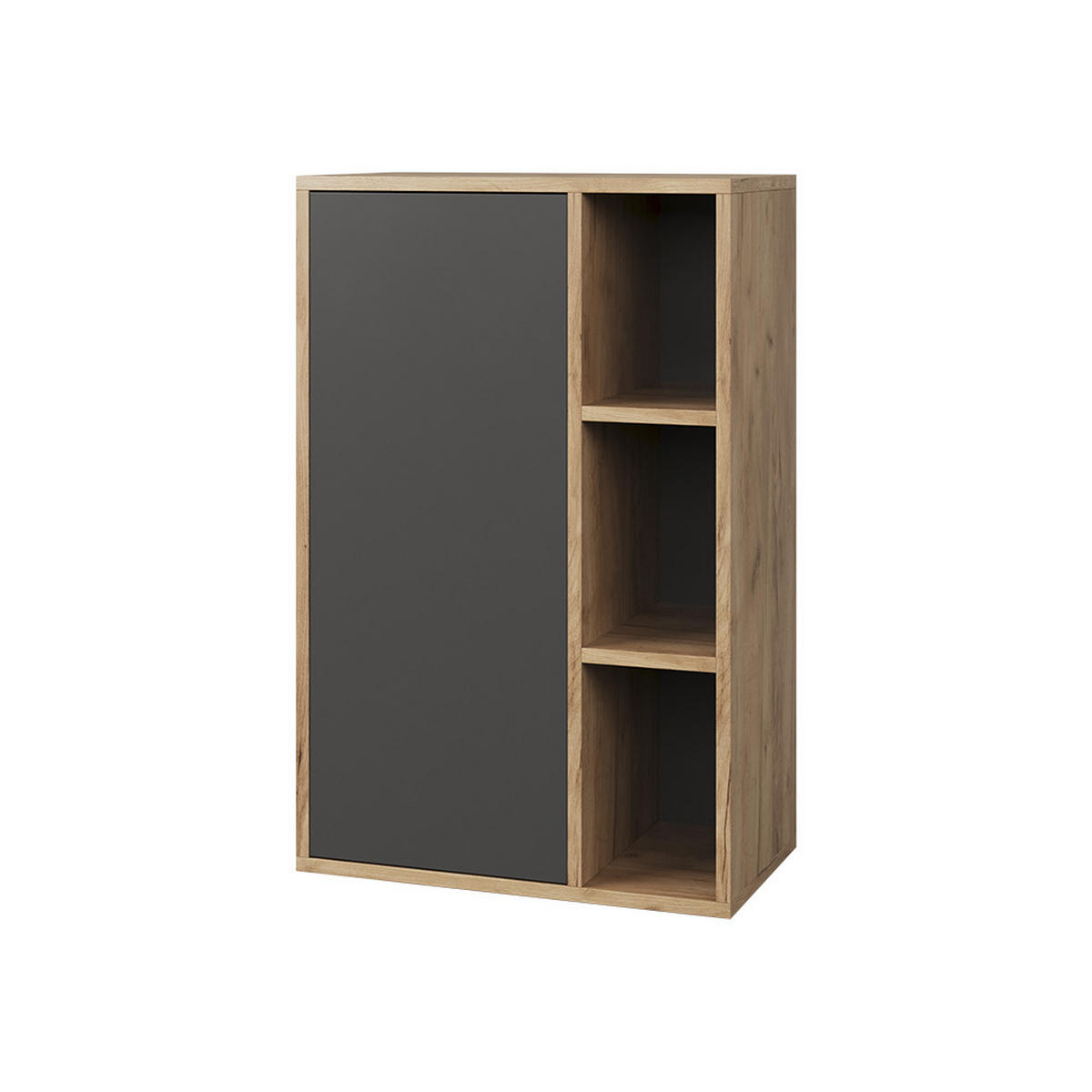 STĚNOVÁ POLICE Berno Zlatý dub power/antracit - medově dubová/antracitová, kompozitní dřevo (50.1/78.4/28.3cm) - Vicco