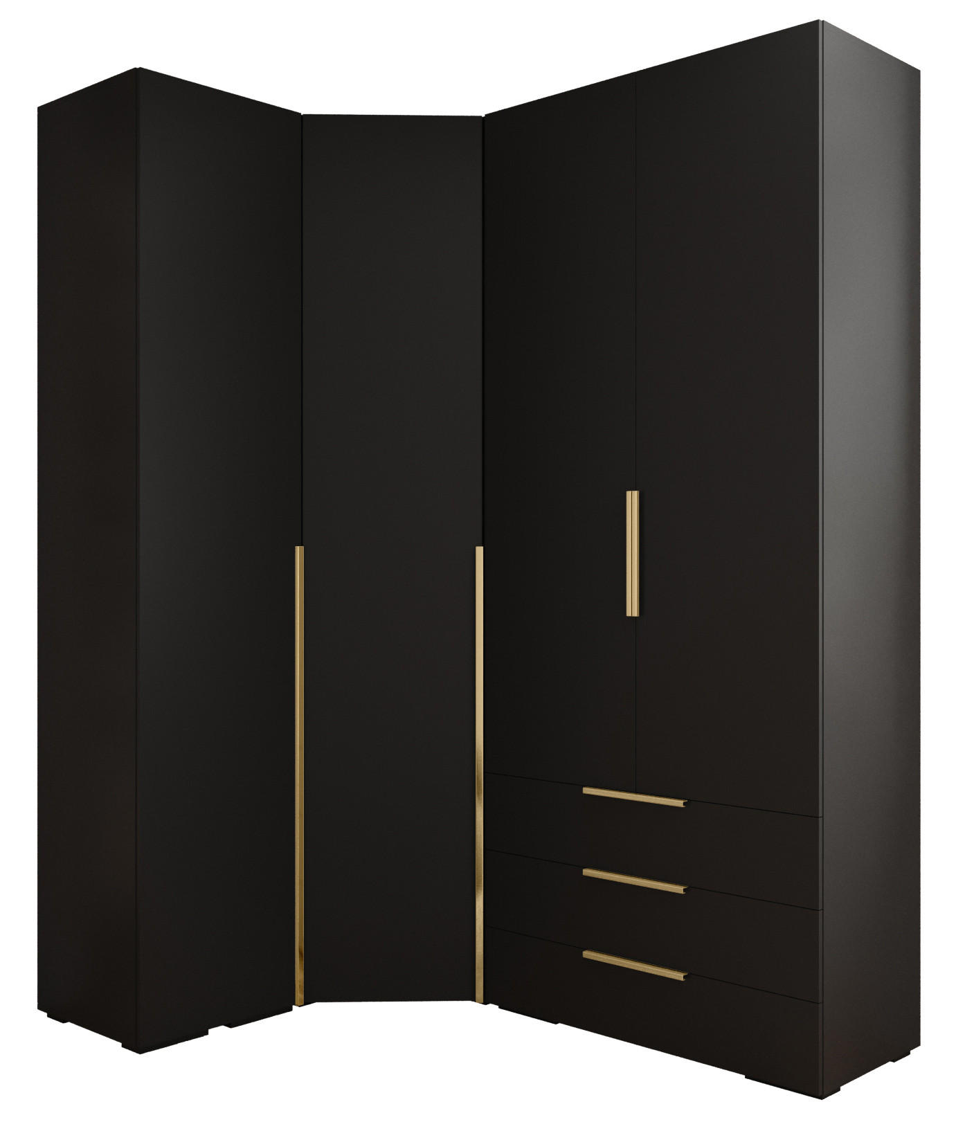 GARDEROBEN-SET 236,7/181,7/47 - Goldfarben/Schwarz, Holz/Kunststoff (181.7/236.7/47cm) - Abiks Möbel