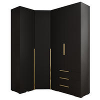 GARDEROBEN-SET 236,7/181,7/47 - Goldfarben/Schwarz, Holz/Kunststoff (181.7/236.7/47cm) - Abiks Möbel