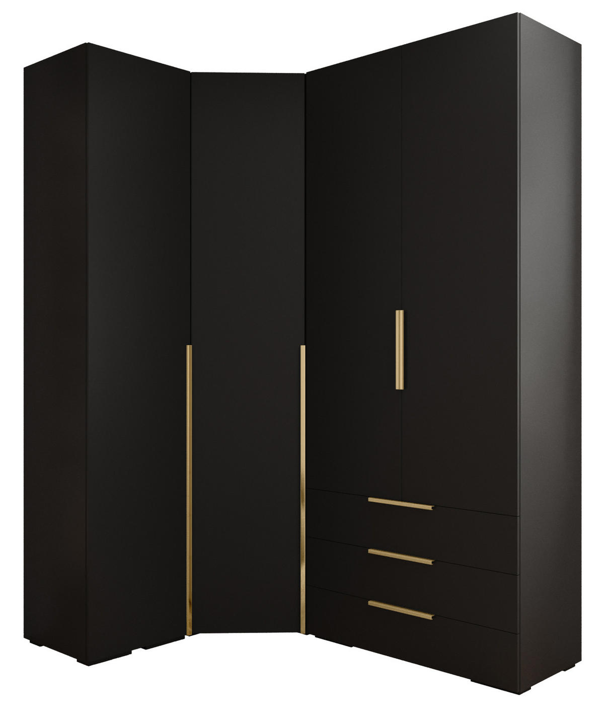 GARDEROBEN-SET 236,7/181,7/47 - Goldfarben/Schwarz, Holz/Kunststoff (181.7/236.7/47cm) - Abiks Möbel