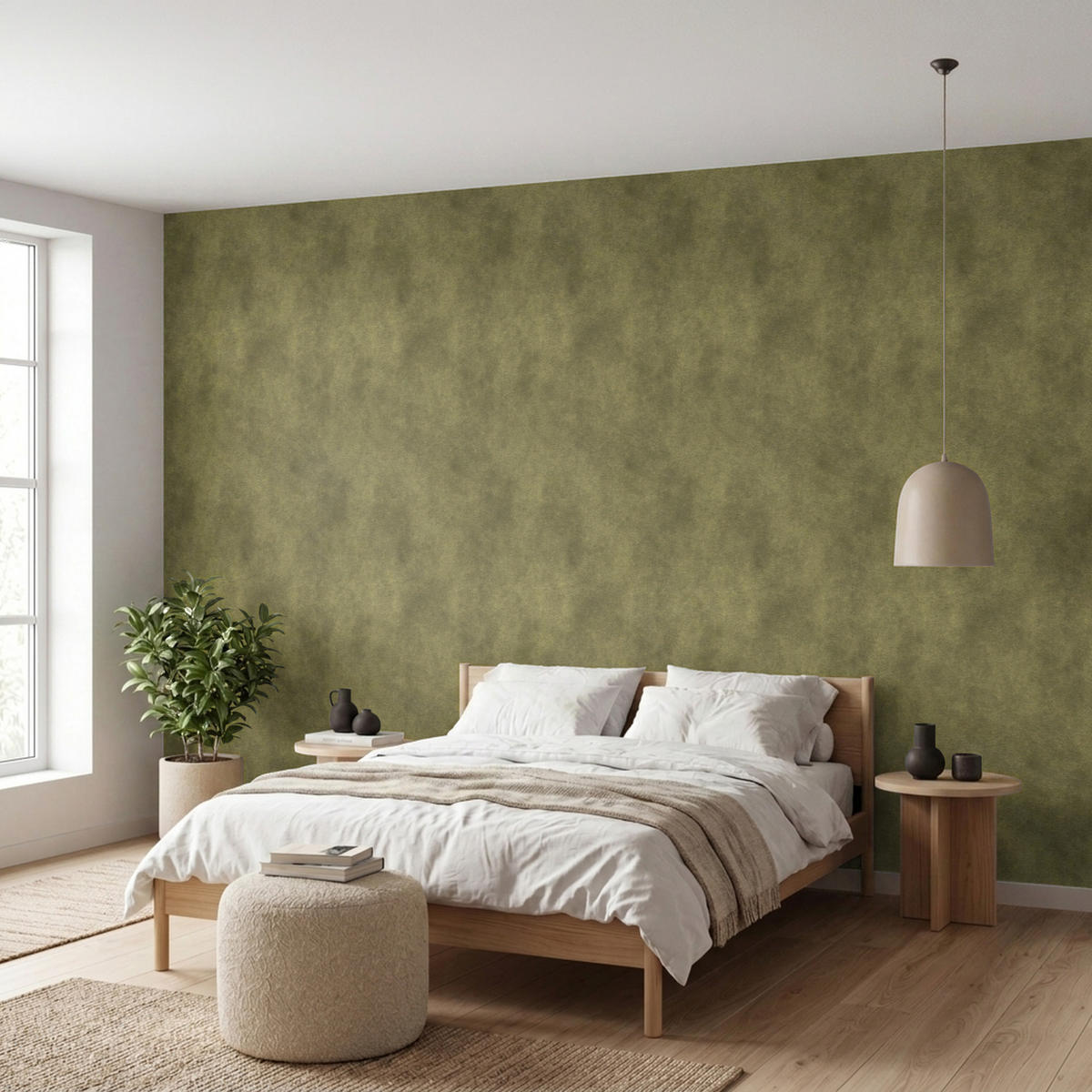 TAPETE - Textur - Abstrakt - Grün - 500x200 cm - Olivgrün, Papier (500/200cm) - OnlyWow