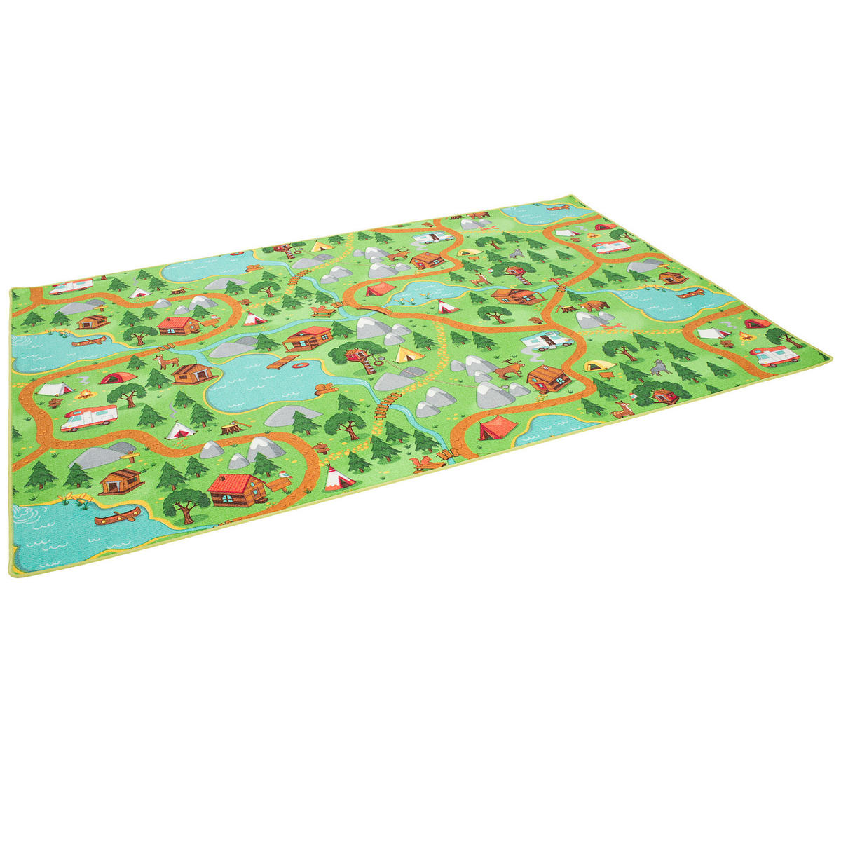 KINDER SPIEL TEPPICH CAMPINGPLATZ - Multicolor, Textil (200/200cm) - Snapstyle