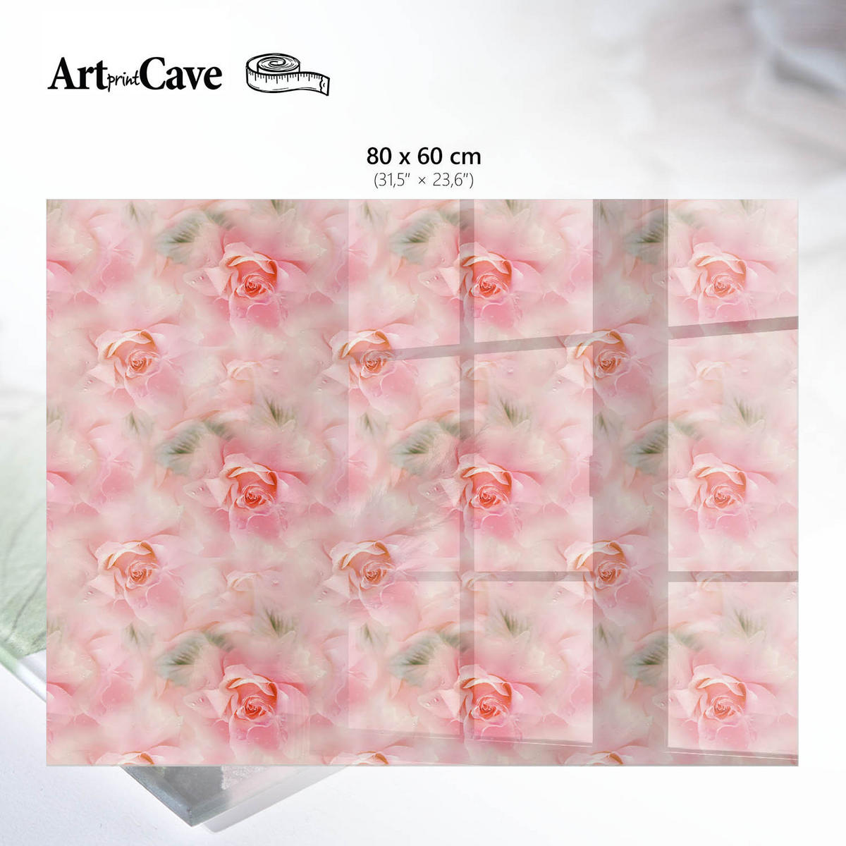 GLASPLATTE 80x60 cm – Rosenmuster - Braun, Glas (0.4/80/60cm) - ArtPrintCave