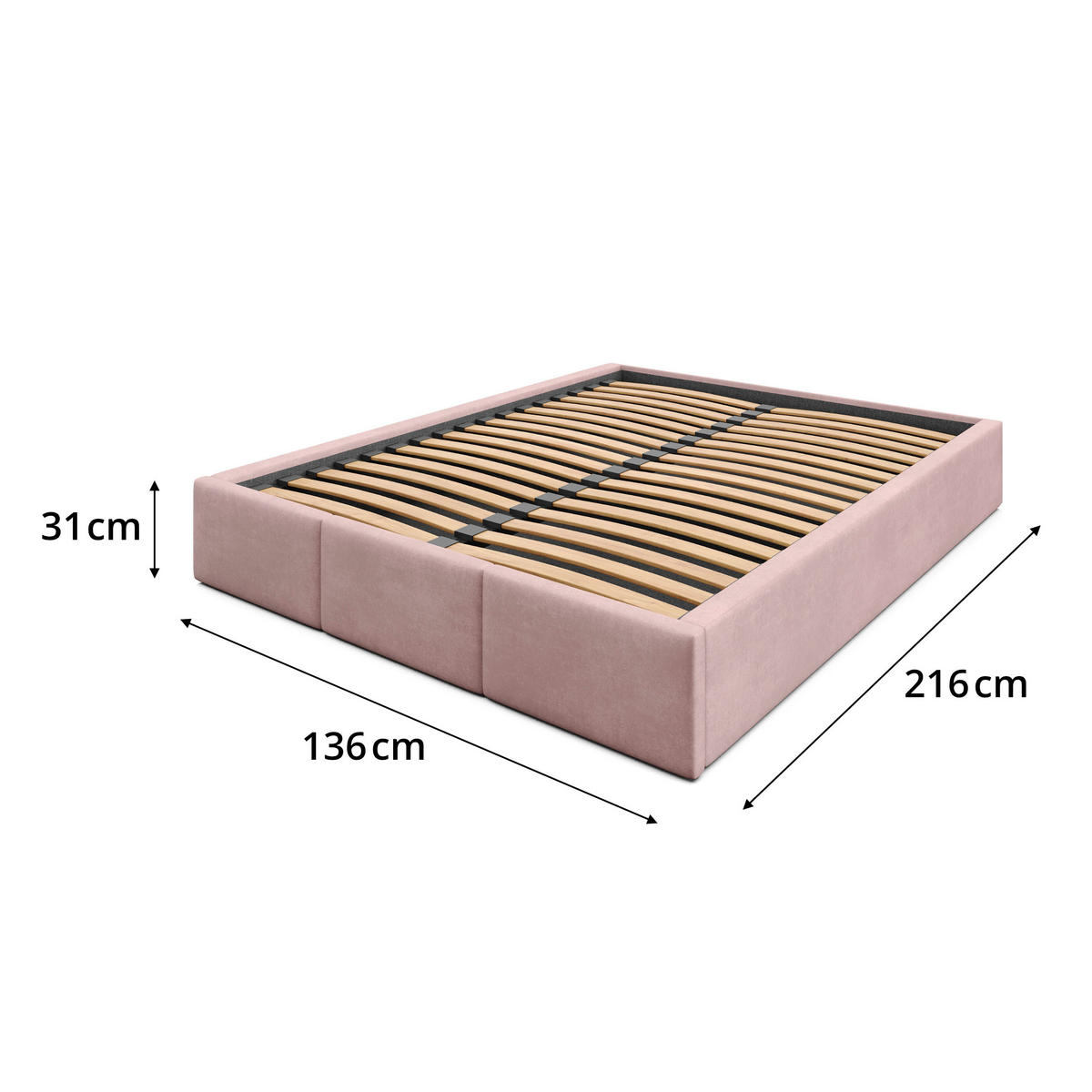 POLSTERBETT für Schlafzimmer Bett mit Stauraum Rosa 120x200cm - Rosa, Holzwerkstoff/Textil (120/200cm) - Muralo