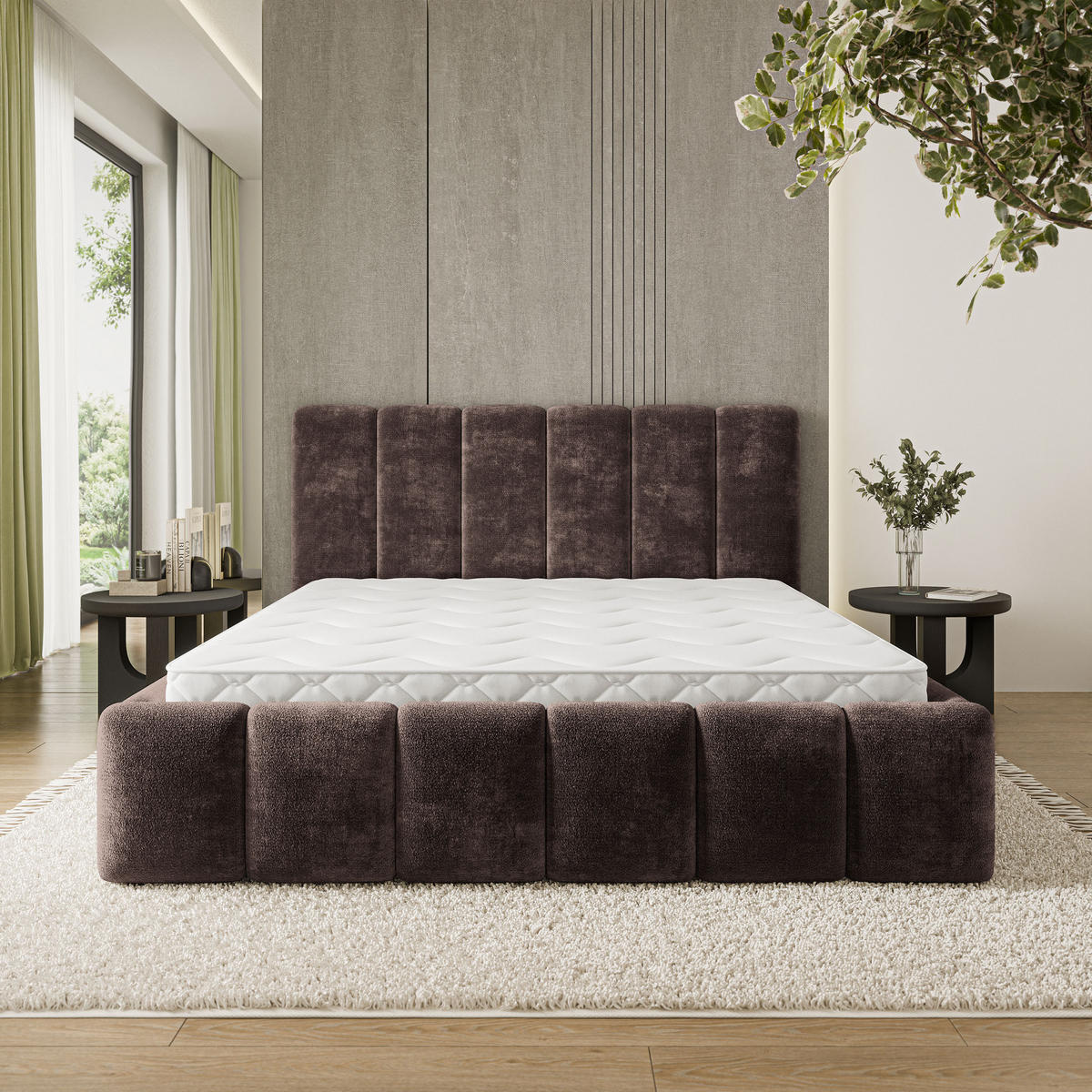 POLSTERBETT ATTORA LM 180x200 cm mit Bettkästen - Braun - Braun, Holz (180/200cm) - MASSENO