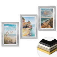 WANDBILDER 3er Set - 20x30 cm Silberner Rahmen - Landschaften Strand Klippen Stadt - Silberfarben, Kunststoff (20/30cm) - ArtPrintCave
