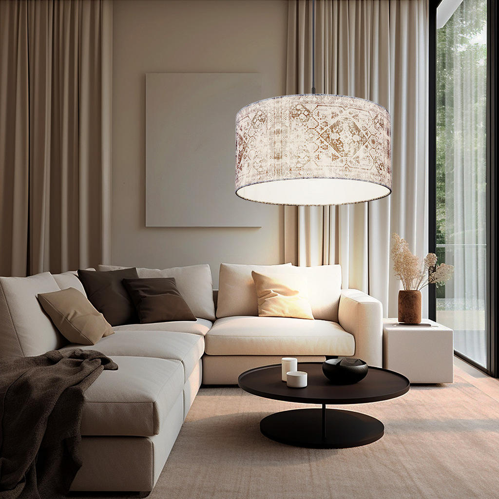 Thumbnail - Globo Lighting Hängeleuchte, Schwarz, Metall, Textil, Rund, E27, 40x150x40 cm, Lampen & Leuchten, Innenbeleuchtung, Häng...