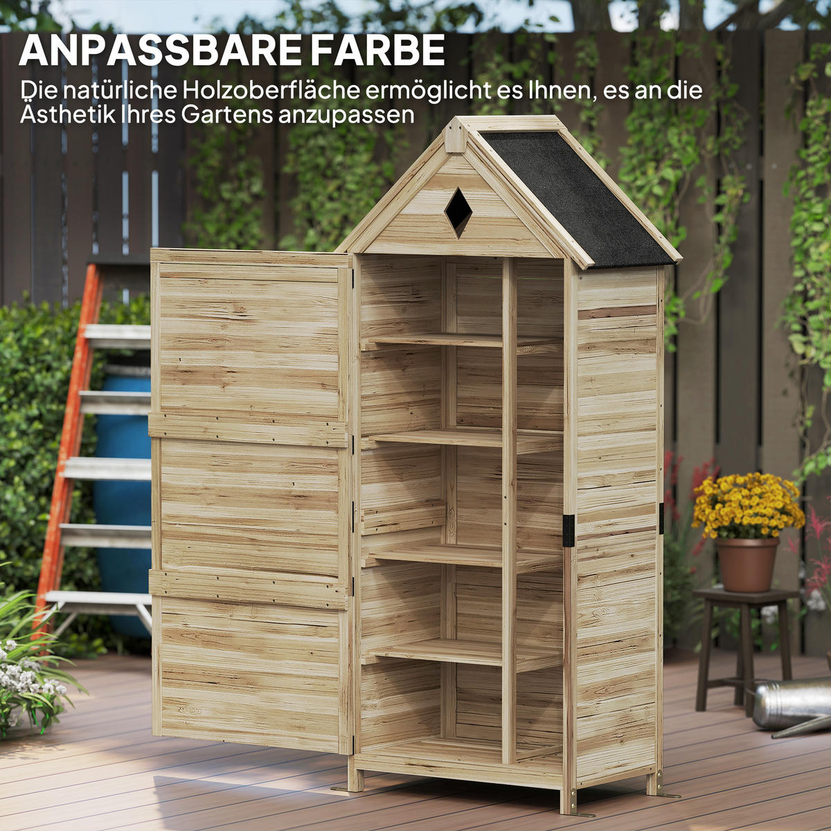 GARTENSCHUPPEN DE-09234 Hellbraun - Naturfarben, Holz (49/170/80cm) - ComfortXL