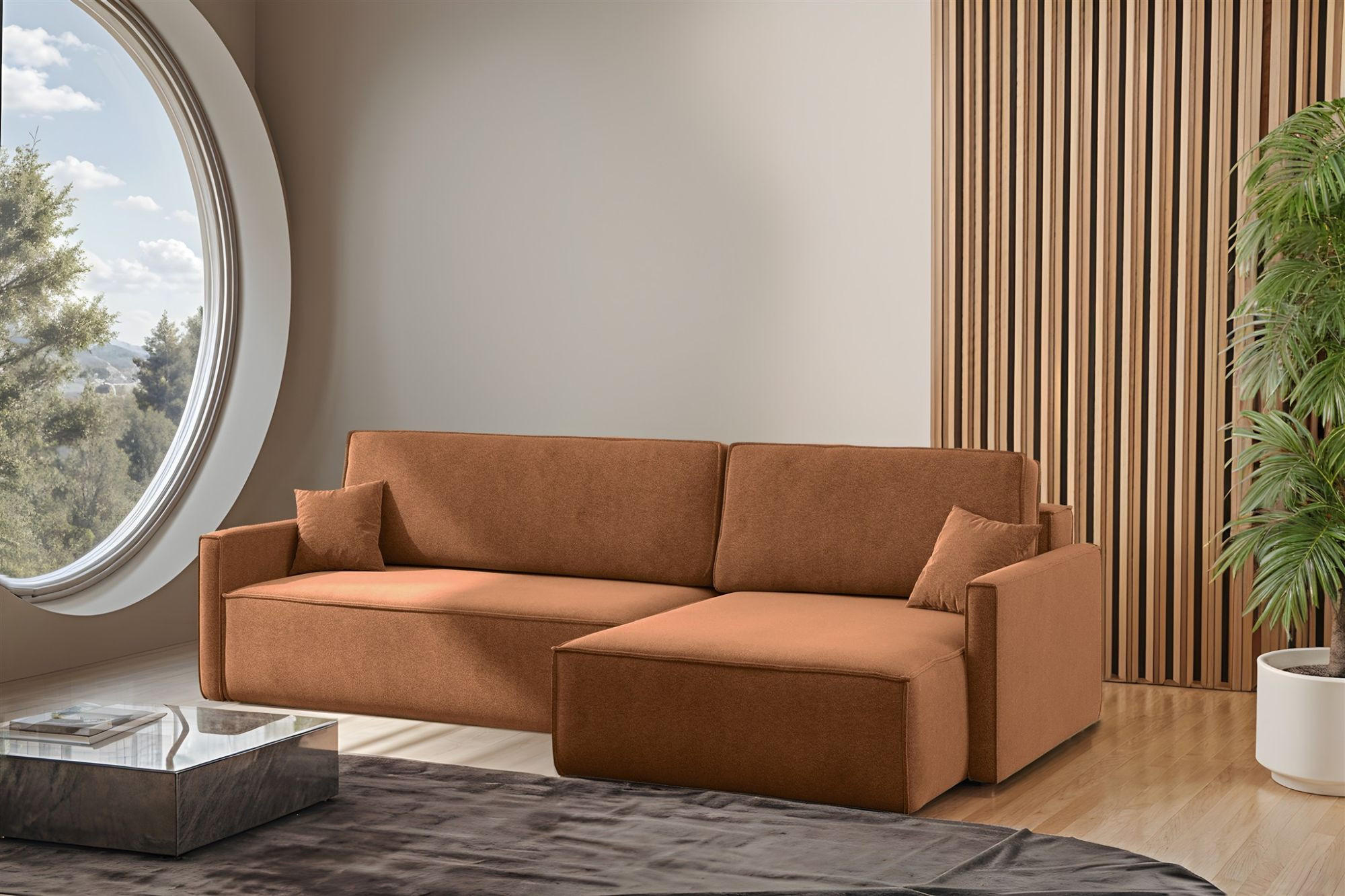 Thumbnail - Fun Möbel Ecksofa, Braun, Textil, Ottomane rechts, 250x142 cm, Wohnzimmer, Sofas & Couches, Wohnlandschaften, Ecksofas