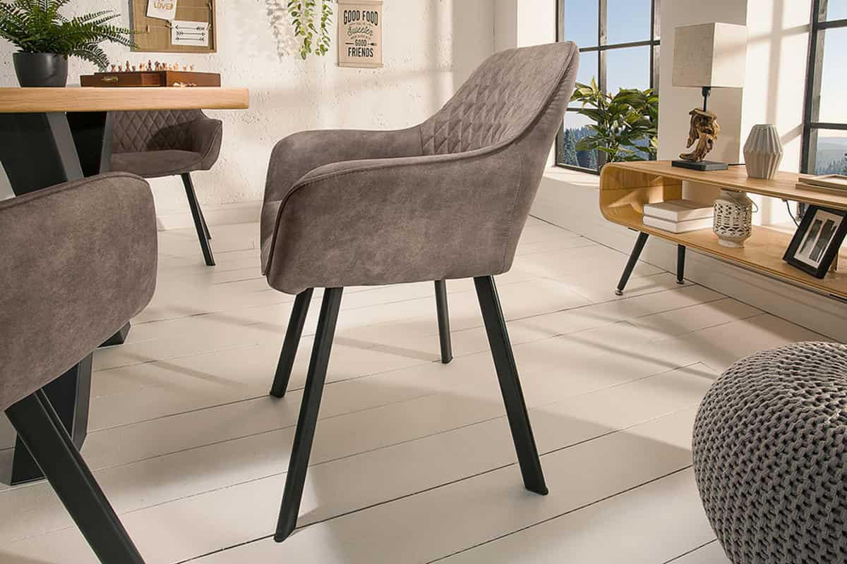 STUHL PALERMO Microfaser Taupe 85 cm - Taupe/Schwarz, Textil/Metall (57/84/46cm) - riess-ambiente