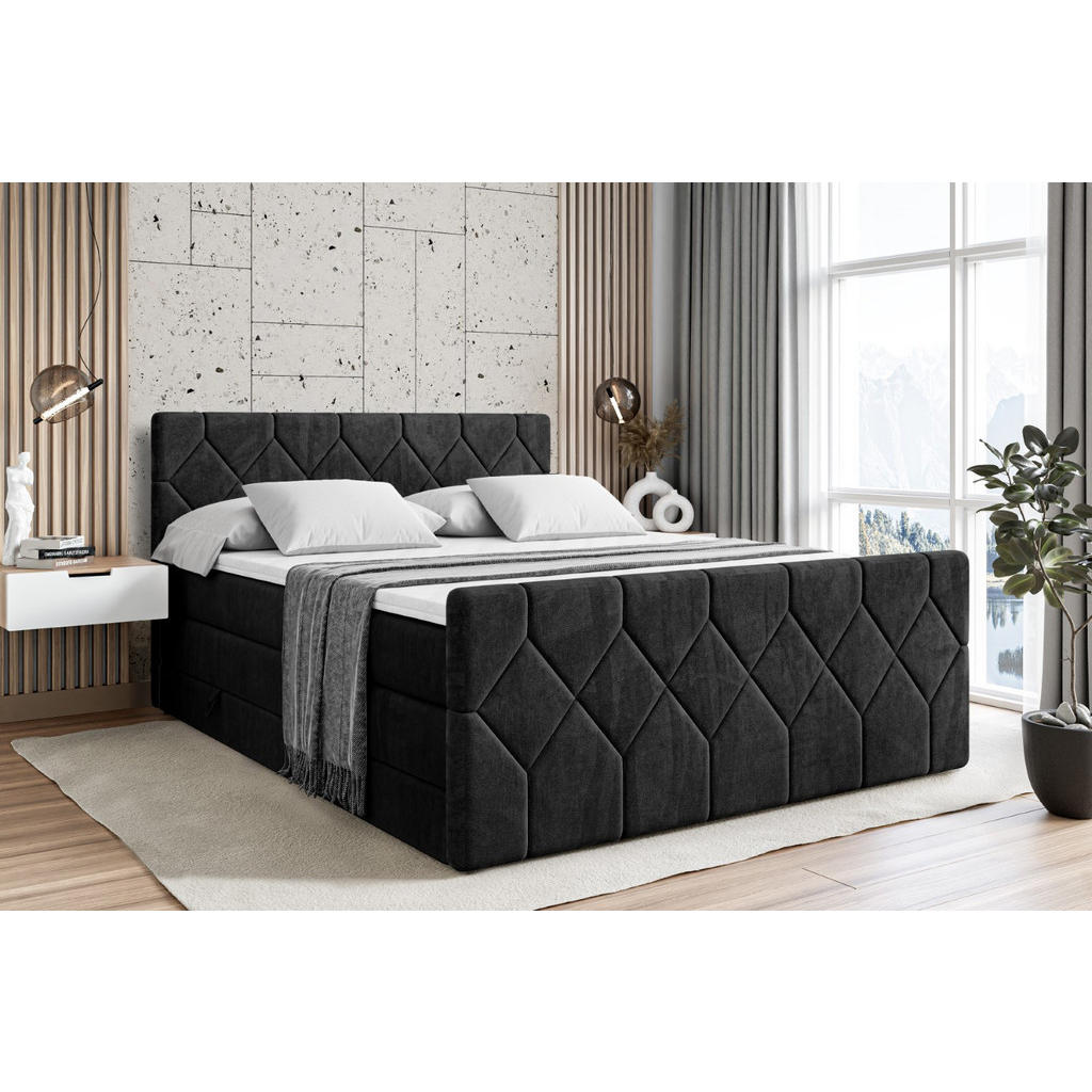 Thumbnail - Altdecor Boxspringbett, Schwarz, Holzwerkstoff, Höhe ca. 40 cm, 120x200 cm, Schlafzimmer, Betten, Boxspringbetten