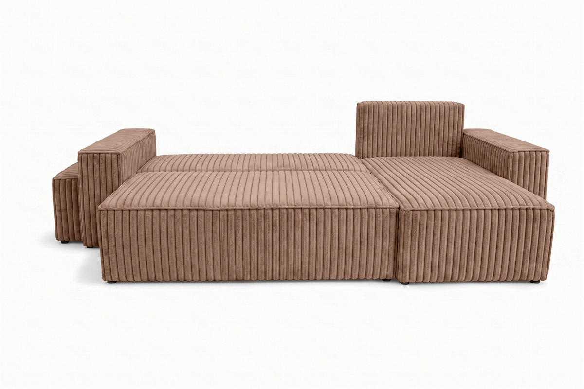 ECKSOFA Mit Schlaffunktion Und Pouf, Cordstoff Tilia, Braun, Rechts, Best L Mit Pouf - Braun, Holz (244/145cm) - Kaiser Möbel