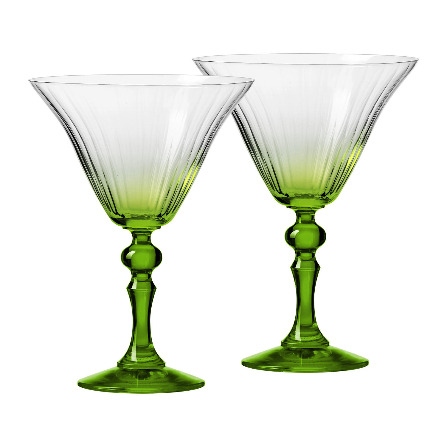 COCKTAILGLÄSER BUBBLE CELEBRATION MOMENTS MIT HELLGRÜNEM STIEL, 2ER-SET, 170 ML - Transparent/Hellgrün, Glas (0.17L) - Krosno Glass