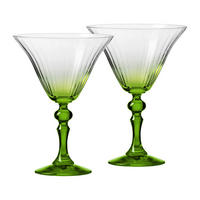 COCKTAILGLÄSER BUBBLE CELEBRATION MOMENTS MIT HELLGRÜNEM STIEL, 2ER-SET, 170 ML - Transparent/Hellgrün, Glas (0.17L) - Krosno Glass