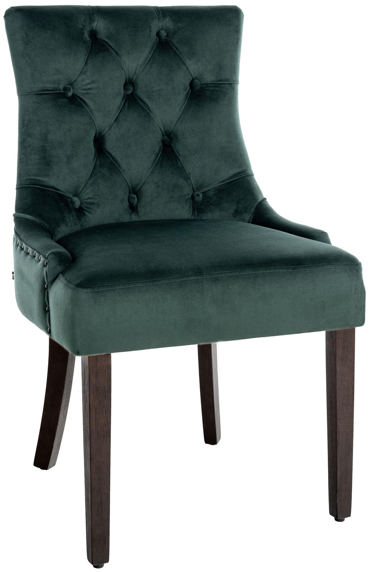 STUHL Samt dunkelgrün - Dunkelgrün, Holz/Textil (55/92/58cm) - CLP