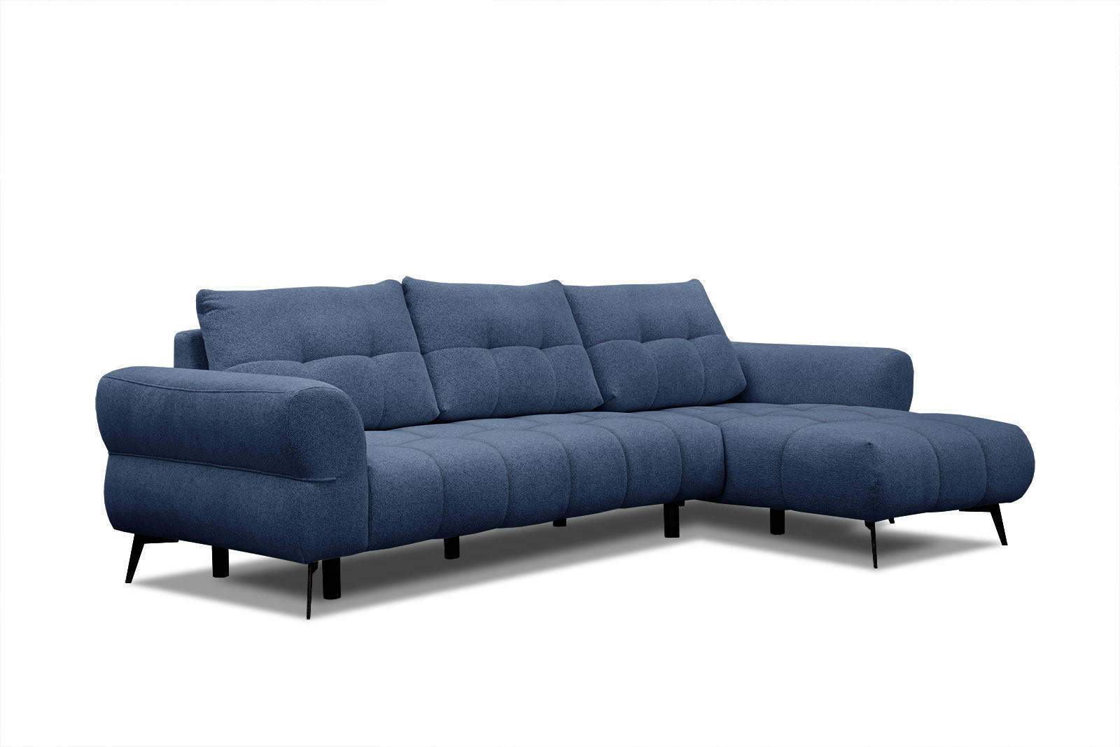 ECKSOFA SALVINI 4-Sitzer, dunkelblau - Schwarz/Dunkelblau, Holzwerkstoff/Textil (292/158cm) - Courtois Laville