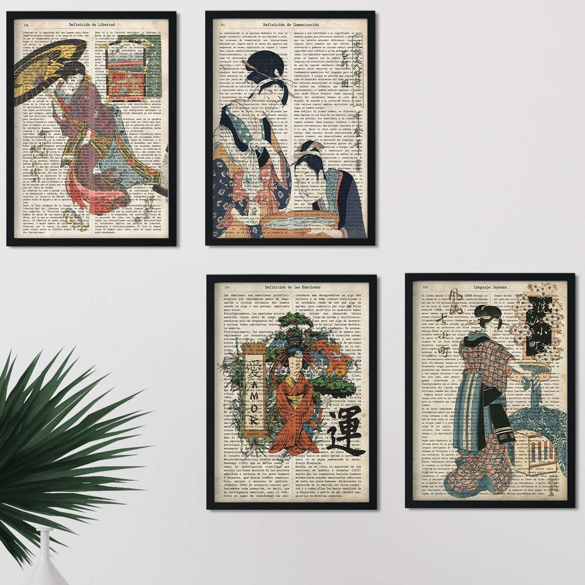POSTER Set Mit 4 Alte Japan Mit Japanischen Motiven Größe A4 Rahmenlos - Klar, Papier (21/1/29.7cm) - Nacnic
