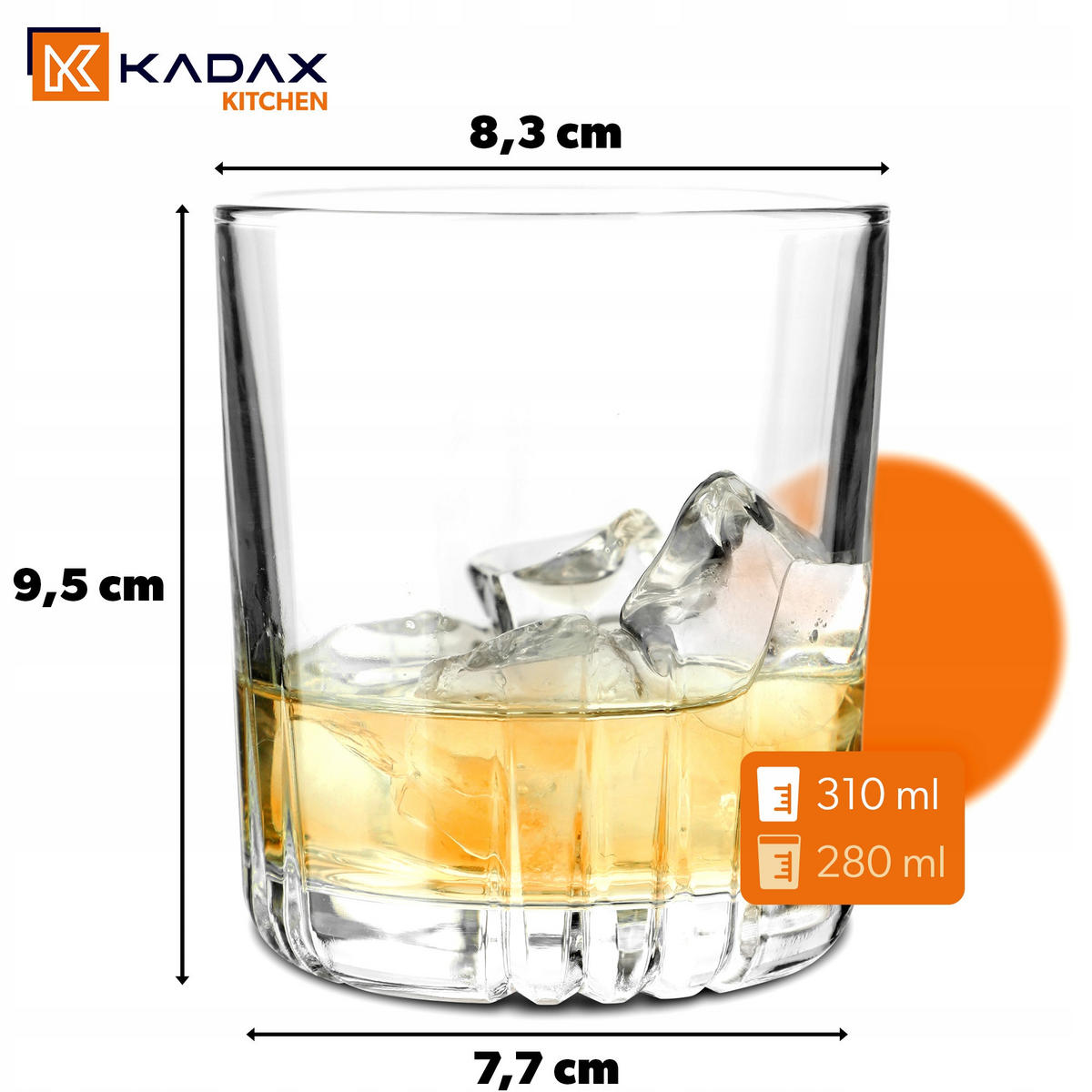 KADAX Gläser 280 ml Set mit 6 Gläsern für Whiskysaft - Transparent, Glas (0.28L) - KADAX