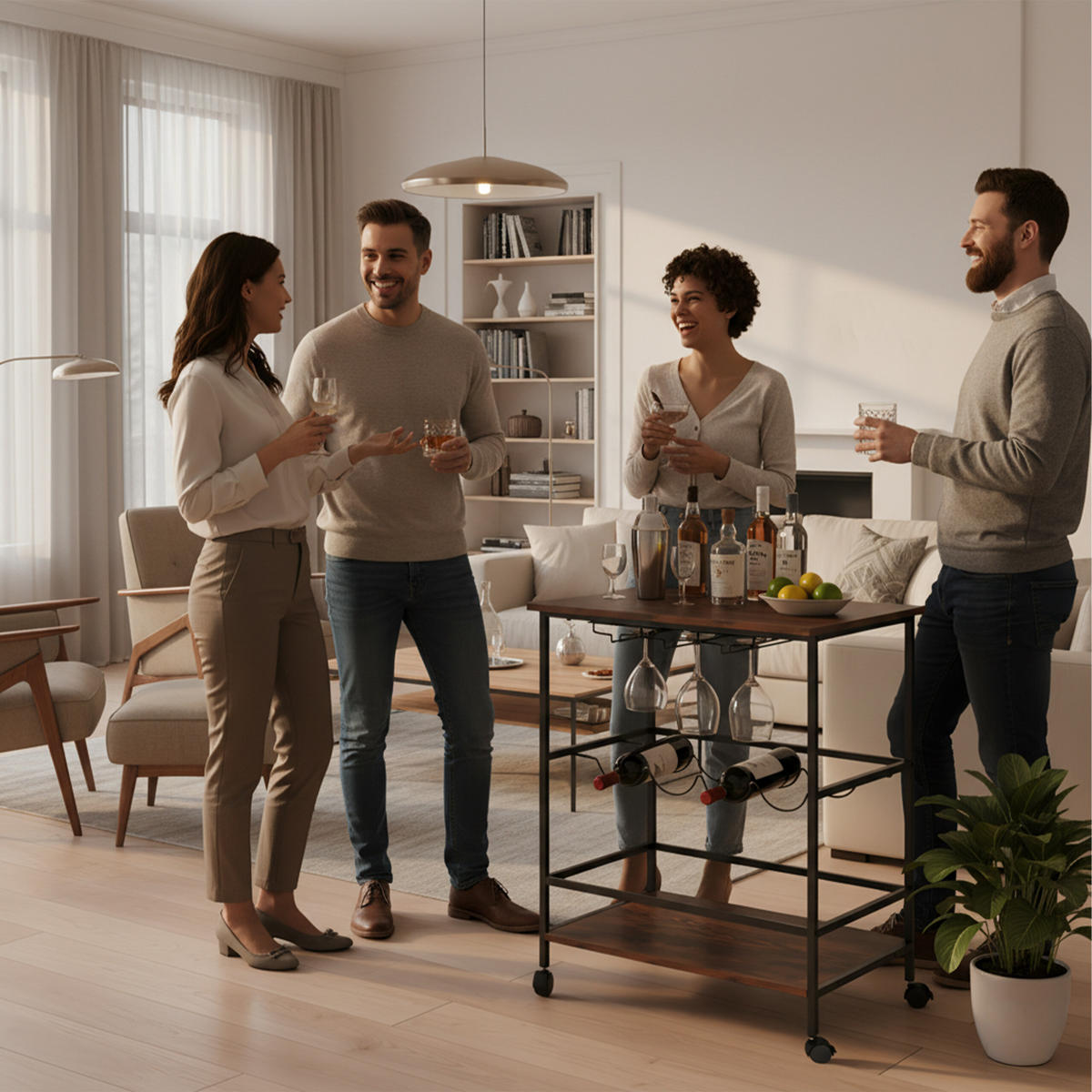 SERVIERWAGEN - Multicolor, Holzwerkstoff/Metall (60/82/45cm) - Relaxdays