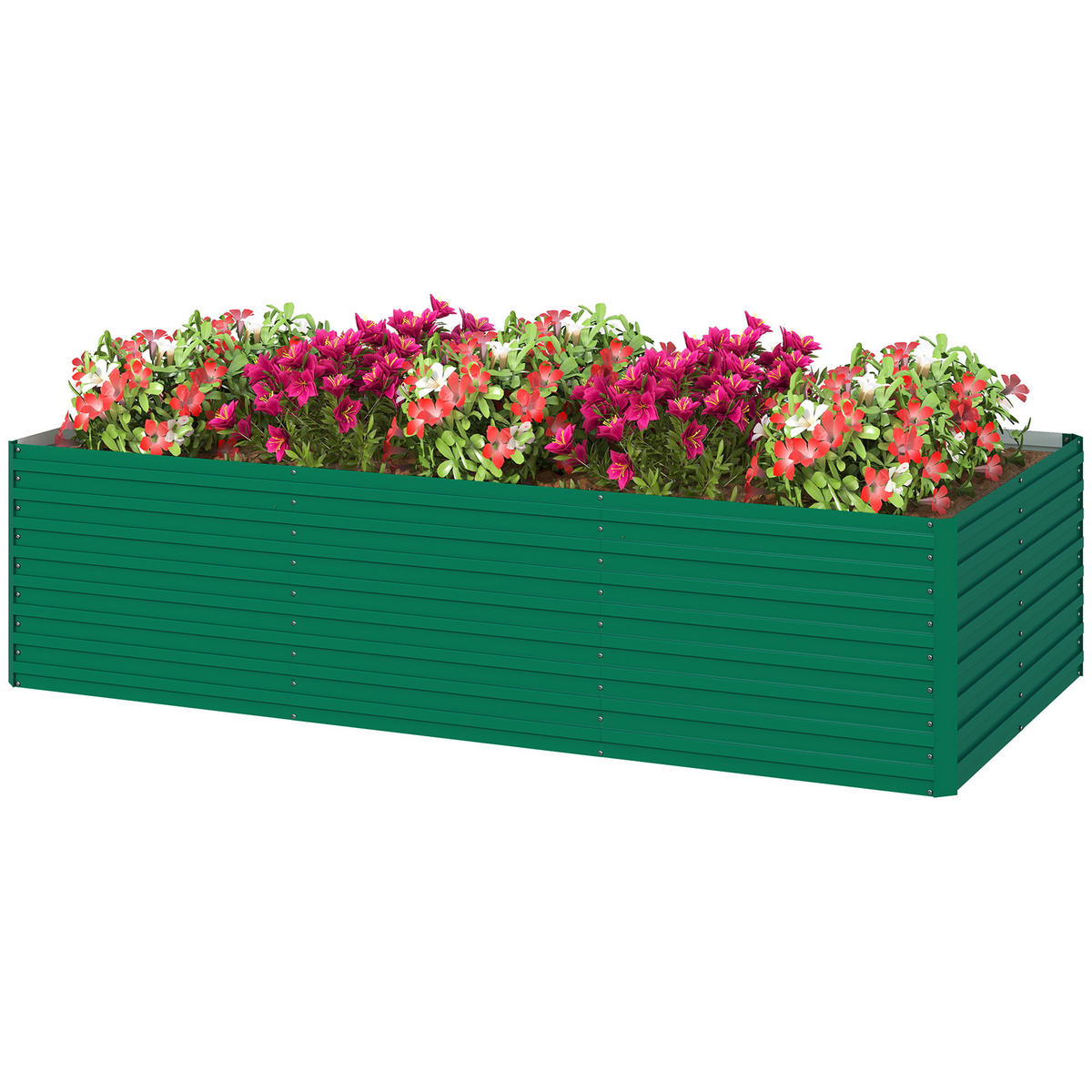 HOCHBEET DE-12220 e/tra tief 240/120/60 cm mit offenem Boden Grün - Grün, Metall (240/60/120cm) - ComfortXL