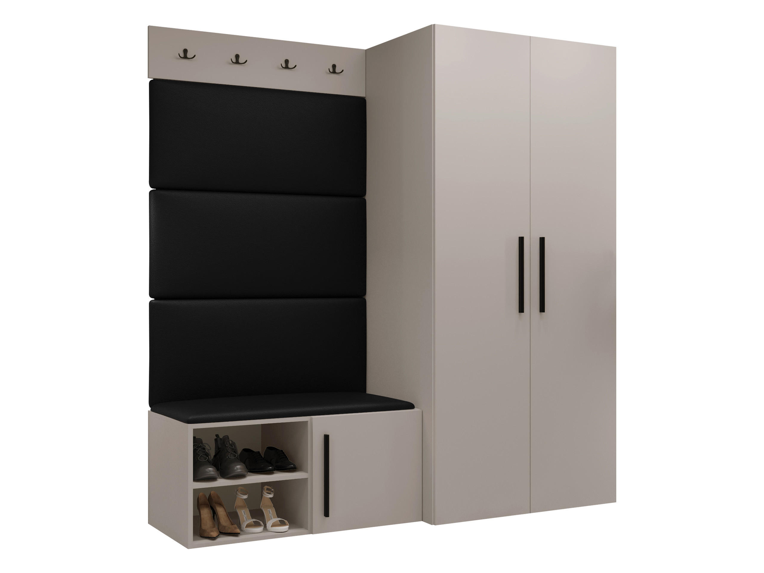 GARDEROBEN-SET Medi I - Kaschmir/Schwarz, Holzwerkstoff/Kunststoff (80/191/50cm) - MIRJAN24