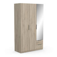 KLEIDERSCHRANK mit 3 Türen, 2 Schubladen und 1 Spiegel Ghost - L119,4 cm - Beige, Holz (119/203/51cm) - Demeyere