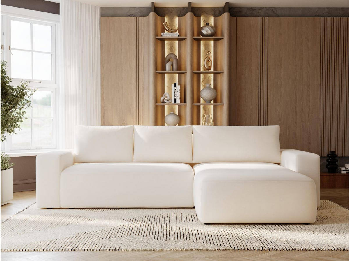 ECKSOFA Tazones Creme Rechts - Creme, Holz/Kunststoff (250/165cm) - Graingold