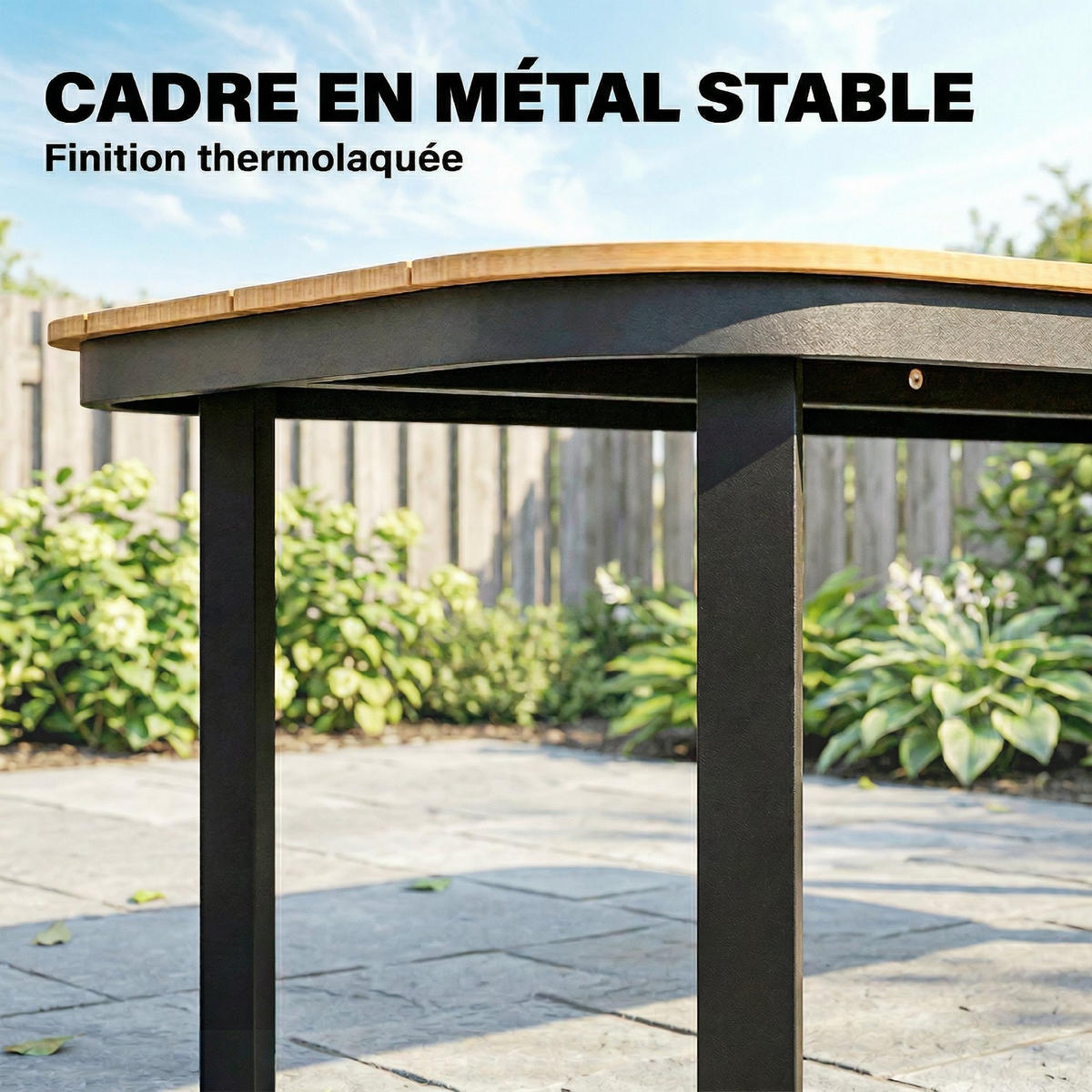 GARTENTISCH DE-14201 rechteckig 155x88 cm, mit WPC-Lattenrost Natur - Naturfarben, Metall (155/88/72cm) - ComfortXL