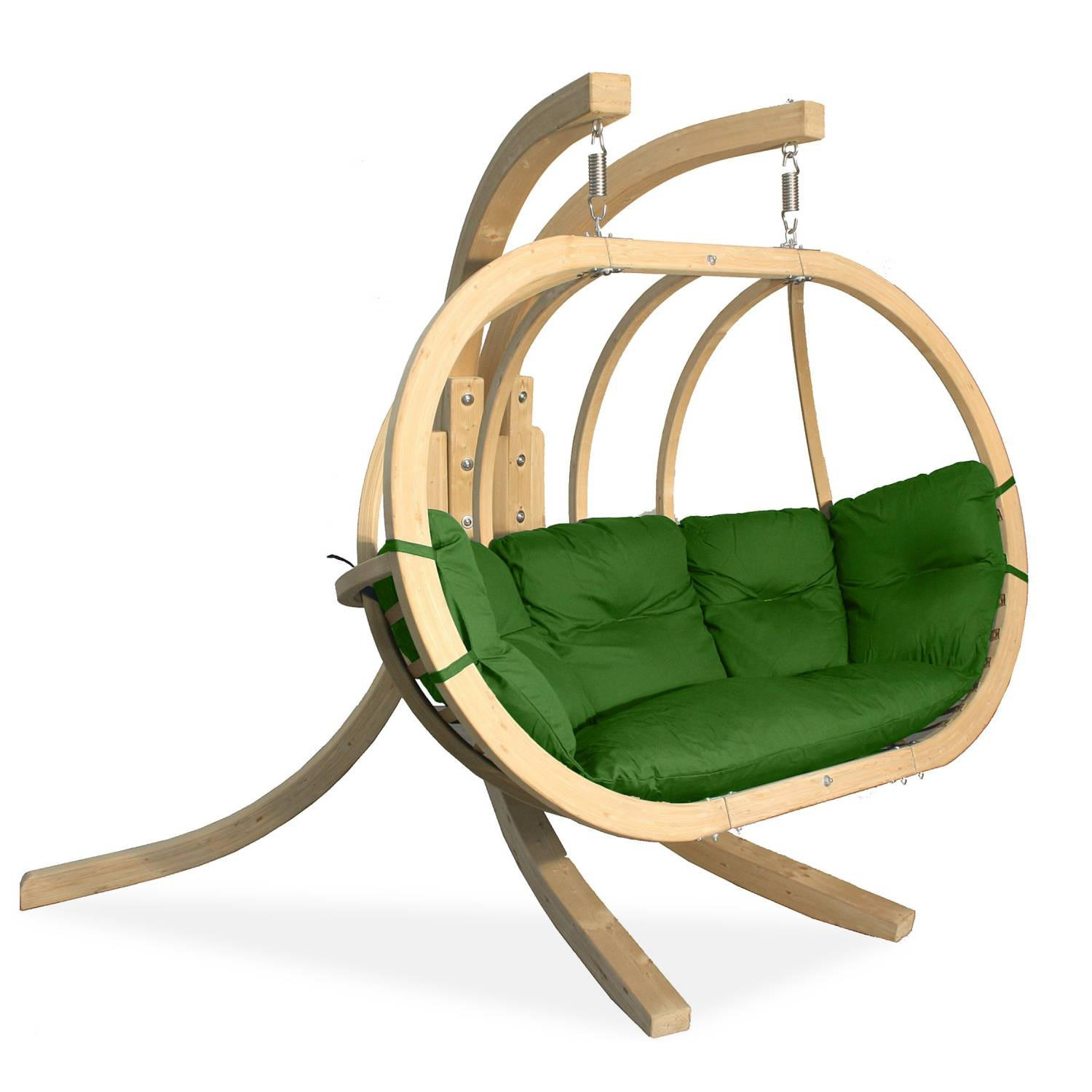 HÄNGESESSEL mit Gestell CALLISTO ,Grün - Grün, Holz/Textil (240/183/137cm) - KONSIMO®