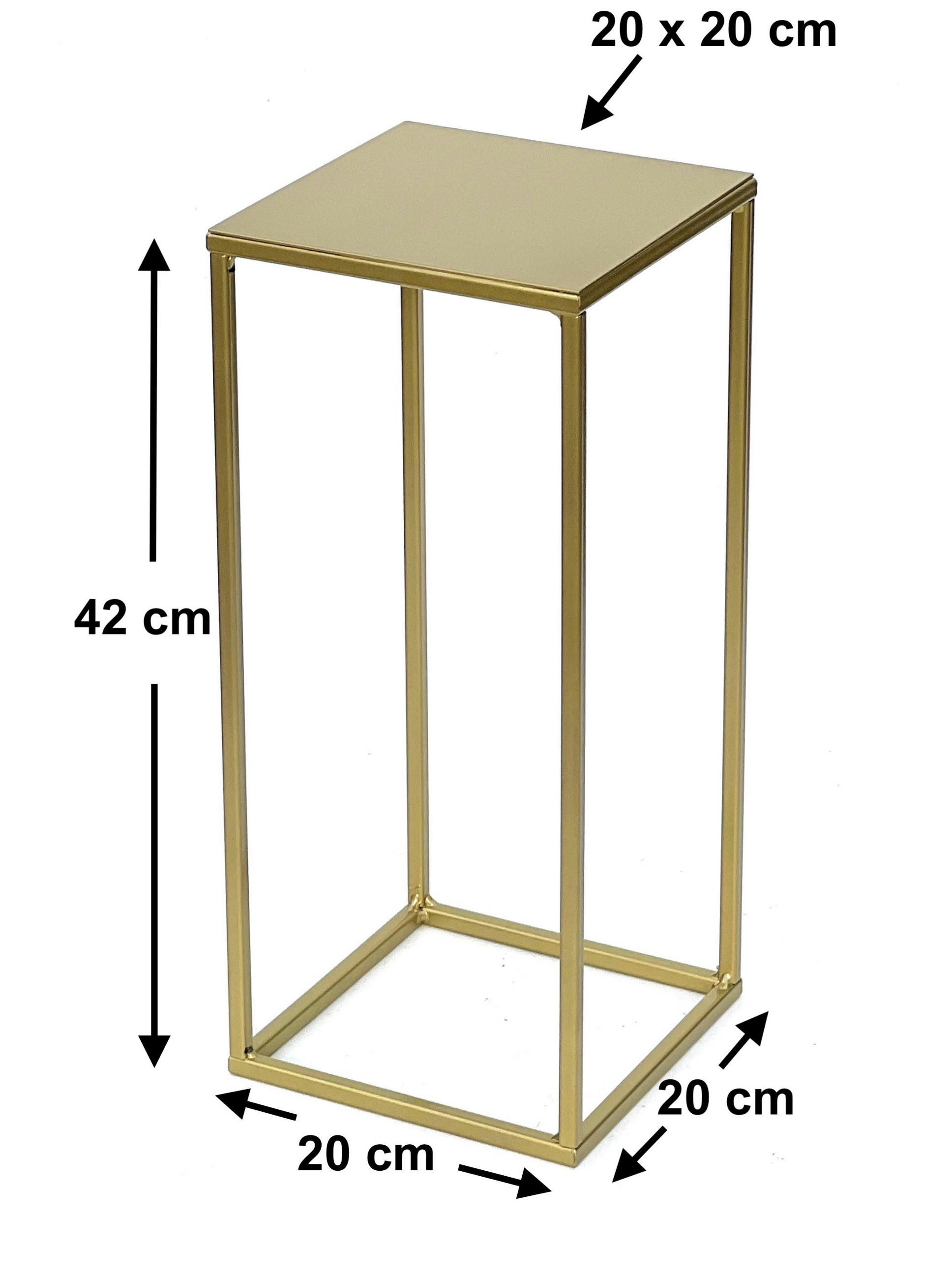 BLUMENHOCKER Metall Gold Eckig 42 cm 96406 S - Goldfarben, Metall (20/42/20cm) - DanDiBo