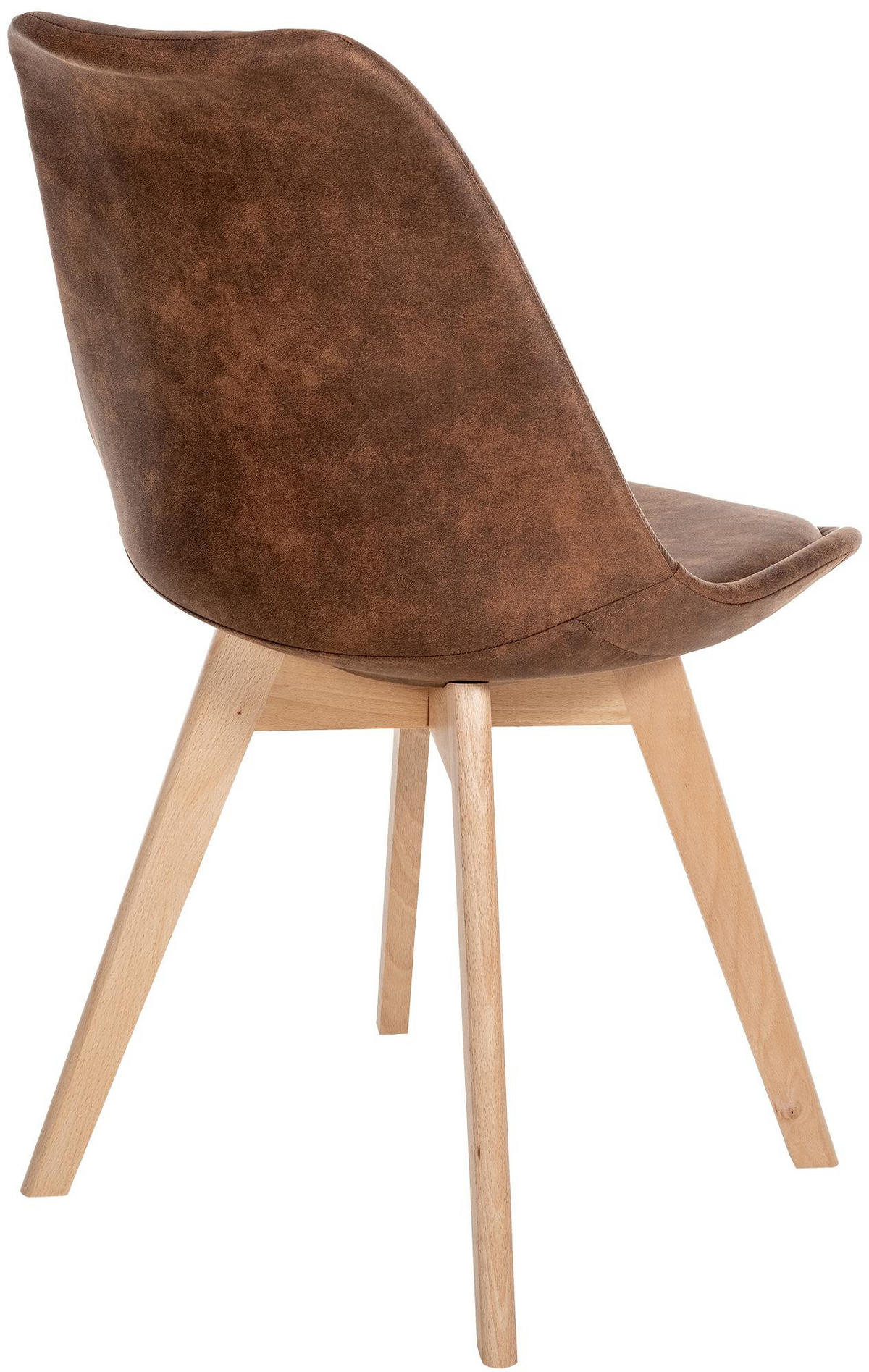 STUHL 4 Lederlook Braun - Eukalyptusholzfarben/Braun, Holz/Textil (49/83/50cm) - CLP