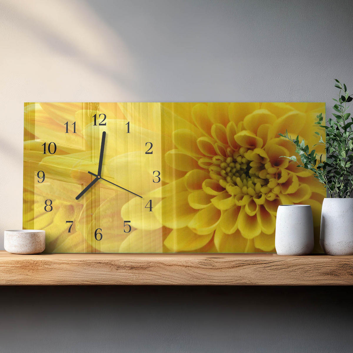 WANDUHR 60x30 cm - Bambuspflanze - Gelb, Glas (60/30/0.4cm) - TULUP