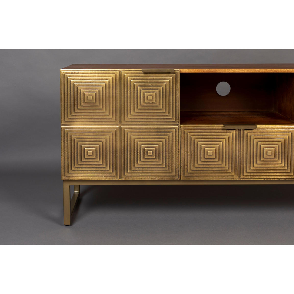 SIDEBOARD Lenkrad Gold - Goldfarben, Holz (40/60/135cm) - Dutchbone