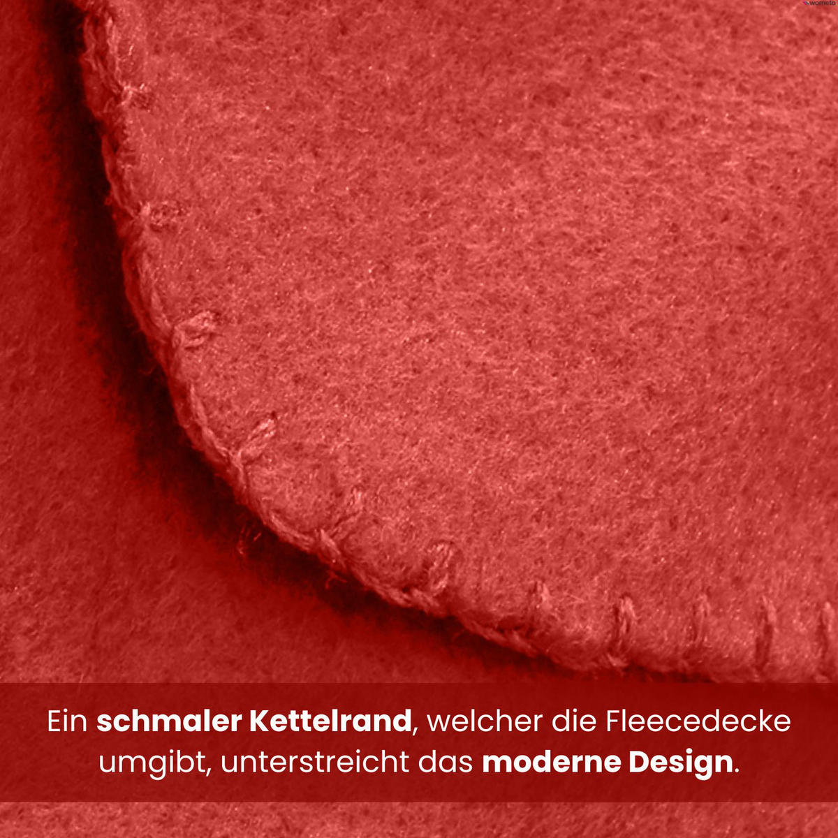 FLEECEDECKE 10er Set rot 130/160 cm Kettelrand Anti-Pilling - Rot, Textil (130/160cm) - wometo