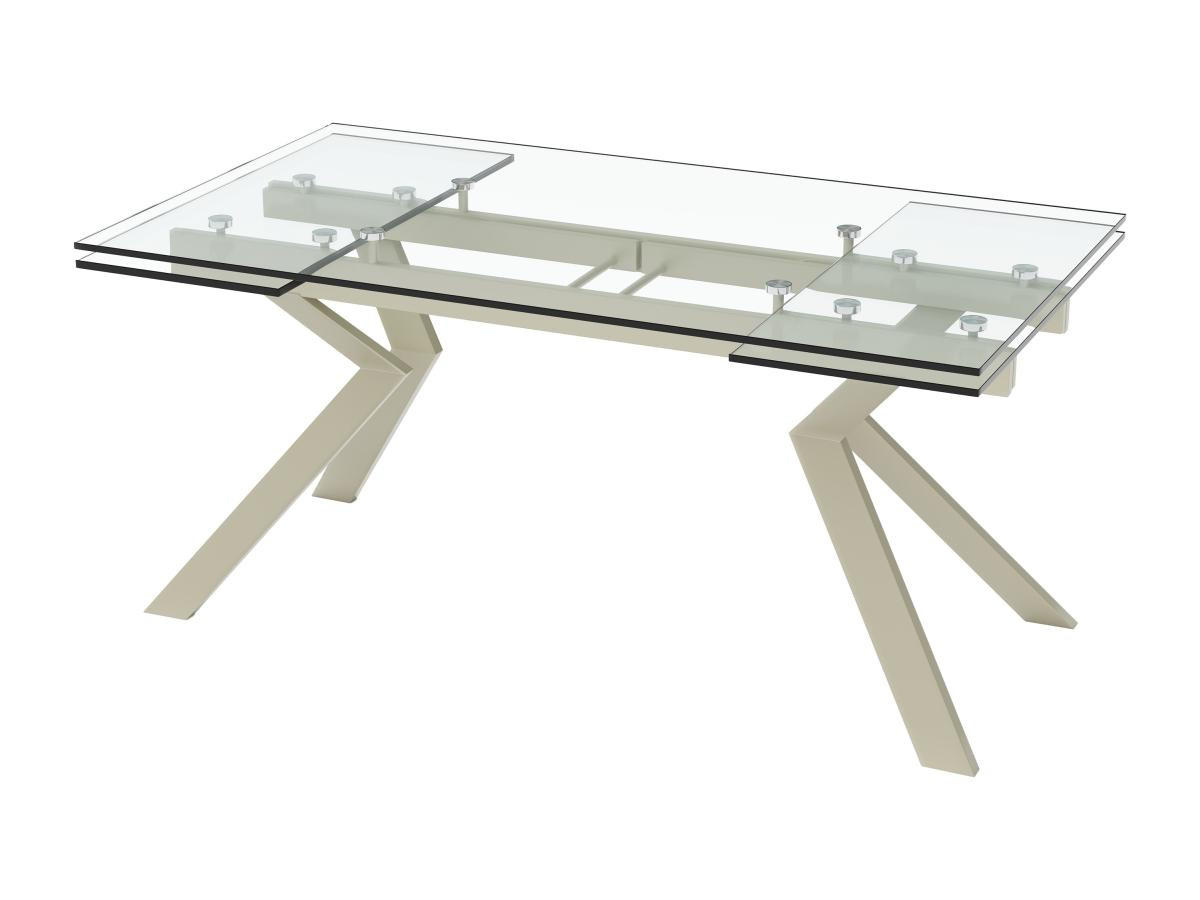 ESSTISCH ausziehbar - 6 bis 8 Personen - Sicherheitsglas & Metall - Beige & Transparent - VELIKA - Transparent, Glas (240/90/76cm) - Vente-Unique